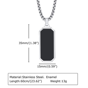 Collar <span class=keywords><strong>de</strong></span> Acero Inoxidable con Colgante Geométrico Rectangular Liso Estilo Hip Hop Punk, Joyería <span class=keywords><strong>de</strong></span> Moda, <span class=keywords><strong>Dijes</strong></span> al por Mayor <span class=keywords><strong>para</strong></span> <span class=keywords><strong>Hombre</strong></span> - Product Image 4