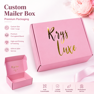 Luxury Pink Corrugated Mailer <b>Box</b> With Custom Gold Foil Logo Gift Shipping Packaging <b>Box</b> - Product Image 2