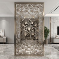 Paravent décoratif de luxe en acier inoxydable 304 découpé au laser pour la décoration d'une pièce, idéal pour les mariages, les hôtels et les halls d'entrée.