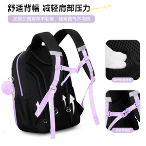 New 2026 Model <b>School</b> <b>Backpack</b> for Primary Junior High Students Large-Capacity <b>Waterproof</b> Unisex Detachable Strap Polyester - Product Image 4