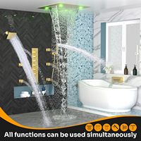 Système de Douche Double Homedec 20 Pouces 2-en-1 Pluie/Cascade, Ensemble Robinet en Laiton Brossé Or et Acier Inoxydable avec Douchette à Main