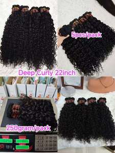 Letsfly Deep Wave 22 pouces 100% Cheveux Humains Naturels Bouclés Noir Naturel 20 pièces 1kg Cheveux Brésiliens Remy Extensions de Cheveux Humains - Product Image 2