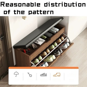 Combinación minimalista de Banco de zapatos y gabinete de Zapatos | Diseño de entrada que ahorra espacio con almacenamiento de puerta abatible para uso doméstico - Product Image 5