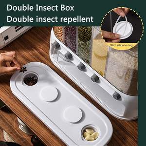 Distributeur mural de céréales à 6 compartiments avec tasse doseuse pour le stockage de denrées sèches, céréales et riz en cuisine - Vente en gros - Product Image 6