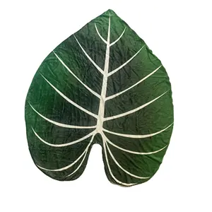 柔らかいぬいぐるみフランネル装飾デザイナーカスタム印刷緑の植物の葉の毛布
