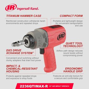 Llave de Impacto Neumática Ingersoll Rand 2235 de 1/2 Pulgada, Acero de Aleación de Titanio, 7000 RPM, Herramienta Silenciosa - Product Image 6