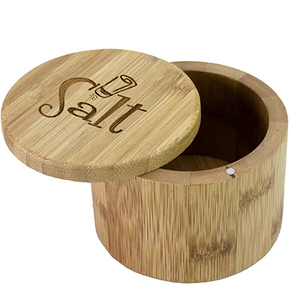 Caja <span class=keywords><strong>de</strong></span> almacenamiento redonda <span class=keywords><strong>de</strong></span> bambú para especias y pimienta con tapa giratoria magnética - Product Image 2