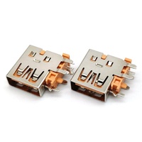 Prise USB 2.0 femelle à charge rapide 5A, 90 degrés, verticale, SMT, 5 broches, isolation orange, profil bas 2,0 mm