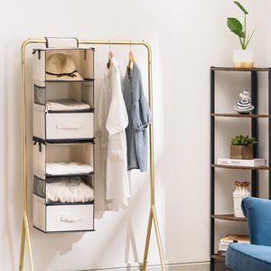 New 6-Kệ Treo Tủ Quần Áo Tổ Chức 2 Ngăn Kéo Có Thể Gập Lại Vải Lưu Trữ Kệ Quần Áo Đồ Lặt Vặt Tủ Quần Áo - Product Image 5