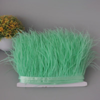 Ruban de plumes d'autruche teintes de 10-13 cm, fait main, pour couture DIY, accessoire de vêtement pour carnaval, fête, mariage et décorations.