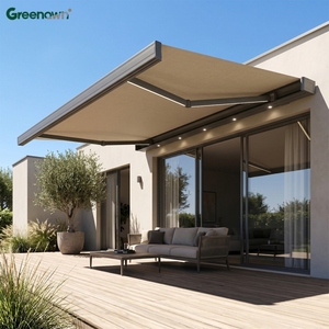 Auvent de fenêtre rétractable, auvent de porte, auvent de terrasse, auvent de maison, pare-soleil, cassette intégrale, imperméable, marron, toutes tailles - Product Image 2