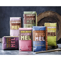 Sac d'emballage personnalisé en papier biodégradable éco-responsable de 1 kg, 2 kg, 5 kg, 10 kg, à fond plat, scellé sur quatre côtés, pour céréales, farine de blé, poudre de maïs