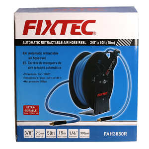 FIXTEC, оптовая продажа, горячая распродажа, 15 м, 3/8 высокого давления, автоматическая выдвижная резиновая катушка для шланга - Product Image 6