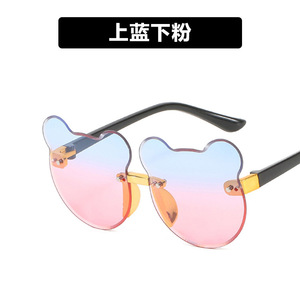 Lunettes de soleil pour enfants, sans monture, dégradées, UV400, design oreilles d'ours de dessin animé, pour la protection solaire, unisexe, enfants 2024 - Product Image 3