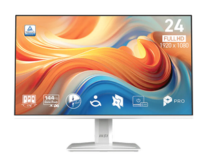 MSI PRO MP243W E14 24" FHD IPS จอภาพสีขาว 144Hz 1ms TÜV Eye Care VESA Mount HDMI DP สำหรับเวิร์กสเตชันสำนักงานพีซี - Product Image 1