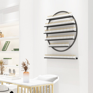 2025 Custom Modern Stainless Steel <b>Nail</b> Polish Display Station Makeup Wall Hangers Cosmetics Shelves Living Room Retail Store MK - Product Image 3