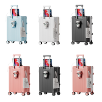 Élégant Ensemble de Bagages Cabine 20-14 Pouces Léger et Durable Valise Rigide avec Roues Pivotantes Trousse de Maquillage Approuvée par les Compagnies Aériennes
