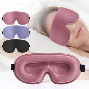 Soft 3D Cotton Knit OEM Custom Logo Eye Sleep Mask <b>Black</b> Blindfold with Elastic Adjustable <b>Strap</b> Travel Size - Product Image 1