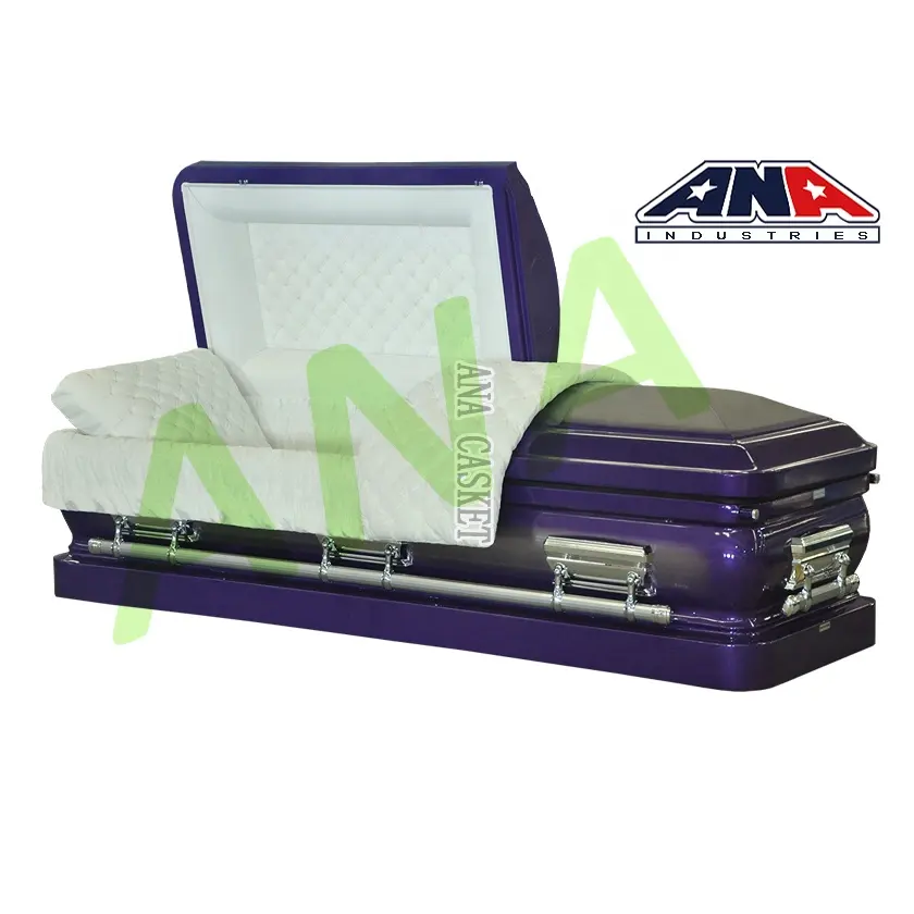 ANA Purple Finish 18 Ga Steel Casket Wuxi Manufacturer American Style Coffins