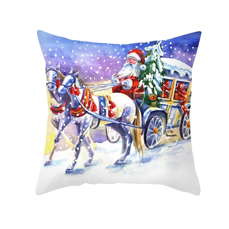 Xihomeli Christmas Pillow Covers Cute Santa Claus Decorative Pillow Cover Coastal  Cotton Linen Decor Pillow Case 18x18 Inch for Outdoor Sofa Couch Bed Office Cushion Cover Santa Claus 01 