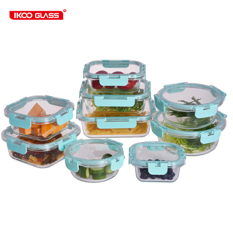 Micro-ondable haute borosilicate verre ensemble de récipient de stockage de nourriture boîtes