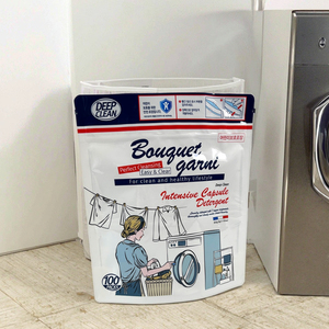 Pochette de dosettes de linge <span class=keywords><strong>soluble</strong></span> sans danger pour les enfants Barrière contre l'humidité Sac debout imprimé personnalisé Pochette debout Ziplock avec fenêtre - Product Image 3