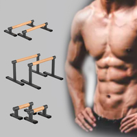Support de sol en forme de T Barres de poignée en bois Unisex Musculation Pushup Stands Barres Parallettes Support en métal robuste Gym à domicile