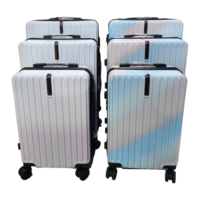 Ensemble de bagages à logo personnalisé dégradé, 3 pièces, valises à roulettes en ABS PC, 20 24 28, rayées, vente directe usine OEM