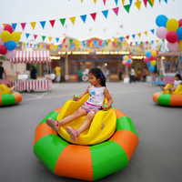 Voitures tamponneuses électriques gonflables QIQU UFO 360° rotatives en HDPE et PVC avec lumières LED musicales, incassables, pour enfants, tout-terrain, intérieur/extérieur