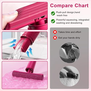 Mini serpillière pliable en éponge, serpillière auto-essoreuse portable, nettoyage mains libres pour comptoirs de cuisine, fenêtres de salle de bain - Product Image 2