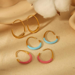 Modernos Aros Vintage con Forma de Gota de Agua, Chapados en Oro de 18K, Acero Inoxidable, Aros en Forma de C para Regalos de Fiesta - Product Image 1