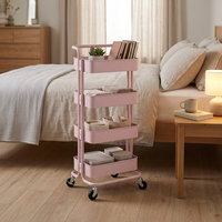 Chariot de rangement multi-usages pour la maison et la cuisine, à 4 niveaux avec paniers et roulettes
