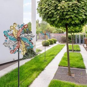 Ngọc giai điệu đa-màu LED chiếu sáng thép không gỉ Cối Xay Gió Cổ Phần IP65 năng lượng mặt trời Vườn động gió Spinner Đèn Dimmable - Product Image 3