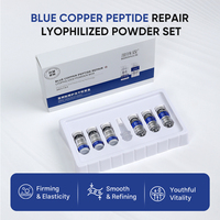 Ensemble de poudre lyophilisée de peptide de cuivre bleu GHK Cu personnalisé OEM pour raffermir et lutter contre le vieillissement de la peau, soin du visage, soin de la peau