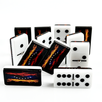 Dominos en acrylique double face avec drapeau de la République Dominicaine, 55 pièces, ensemble multicouche collé, pour jeu de table familial, vente en gros