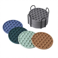 Sous-verres en silicone noir modernes, écologiques, imprimés sur mesure, absorbants et doux, lot de 6 pour la décoration de table, de bureau et de la maison