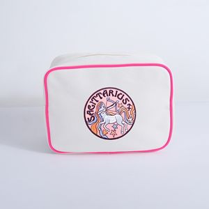 Borsa per il trucco di tela di zodiaco su misura per il ricamo di astrologia di grande capacità <span class=keywords><strong>oroscopo</strong></span> viaggio per articoli da toeletta sacchetti regalo per le donne degli uomini - Product Image 4