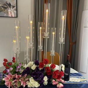 Candelabros de Cristal Transparente para Centros de Mesa de Boda, Portavelas Altos de Cristal para Velas <span class=keywords><strong>Pilar</strong></span> - Product Image 4