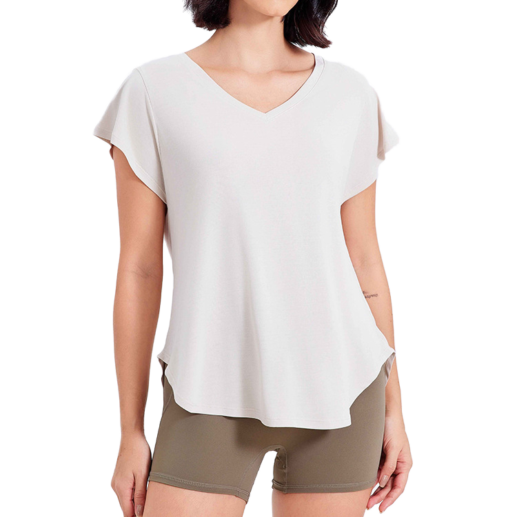 Women's DEMAIR SPORTS Lightweight Yoga Crop Tops Polyester/Cotton V-neck Quick-Drying Breathable Slimming Sports Casual Running
