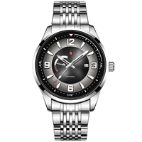 Montres-bracelets pour hommes NS Never Stop N981, nouvelle arrivée, bracelet en acier inoxydable, quartz, résistantes à l'eau, aiguilles lumineuses, date automatique