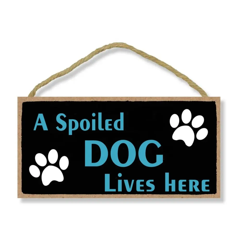 Hout Hond Lover Teken Opknoping Huisdier Teken Voor Home Decor Een Verwende Hond Leeft Hier Teken