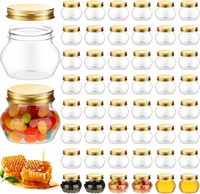 Stoples Kaca Bulat 4 oz dengan Tutup Plastik untuk Penyimpanan Kaviar, Herbal, Jelly, Selai & Madu - Aman untuk Makanan