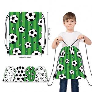 Sac à dos à cordon en gros pour enfants, sac de rangement portable pour supporters de football, sac à cordon en polyester avec poche à bandoulière - Product Image 4