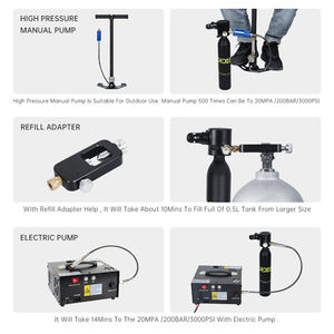 DIDEEP taşınabilir siyah alüminyum 0.5L + 0.5L tüplü dalış Ait Tank kiti - Product Image 6