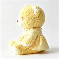 Adorable Ours en Peluche Jaune Doux avec Robe à Pois – Jouet en Peluche Animal Mignon