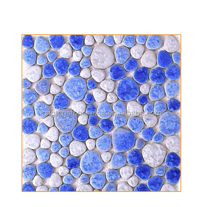 Blue Mosaic 12x12 Ceramic Pebble Tile Design Bathroom Tiles Walls and Floors Tiles Swimming Pool Mosaic Prices