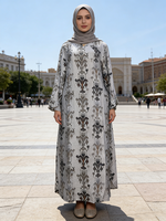 Robe Abaya ethnique à manches longues et col carré en rayonne, motif floral respirant, longueur cheville, coupe ample, pour le quotidien, collection Printemps-Été, ODM