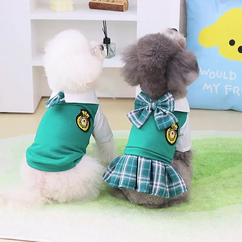 designer dog clothes luxury brand fashion Puppy Clothes t-shirt College Style Pet clothing dress New Dog skirt For Teddy Bichon