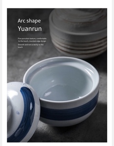 Petit bol en céramique <span class=keywords><strong>de</strong></span> style japonais, nid d'oiseau avec couvercle, bol pour mijoter, pot à vapeur, bol à œufs à la vapeur, bol à dessert - Product Image 5