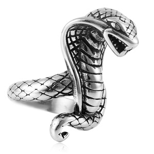 Anillo de serpiente de acero inoxidable yunnique para hombre, joyería punk con signo del zodiaco animal, regalo, tamaño grande, color plateado - Product Image 3